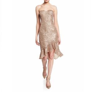 AIDAN MATTOX Strapless Sequined Cocktail Dress 8